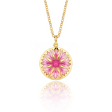 Pink Cornflower Necklace Gold