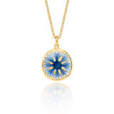 Blue Cornflower Necklace Gold