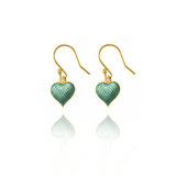 Beryl Green Heart Hosta Gold Earrings