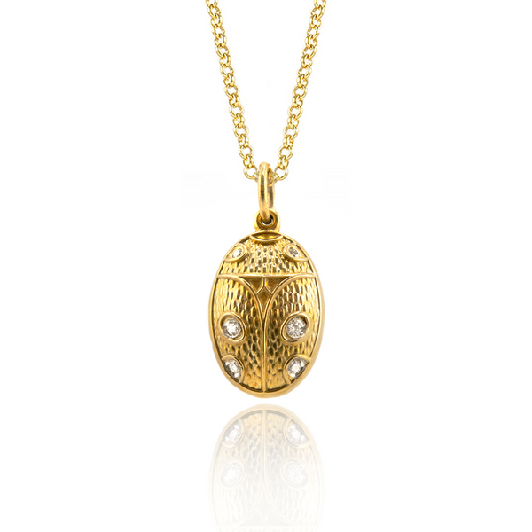 Gold Diamond Ladybird Pendant