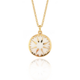 White Cornflower Necklace Gold