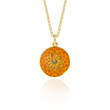 Orange Dahlia Gold Necklace