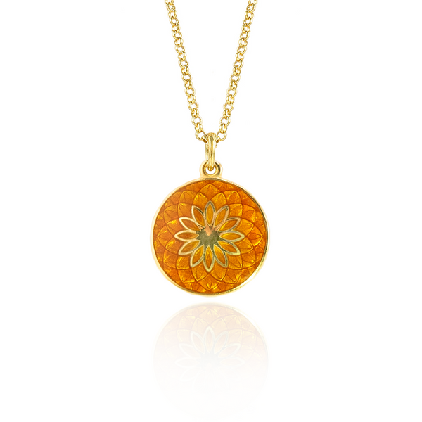 Orange Dahlia Gold Necklace
