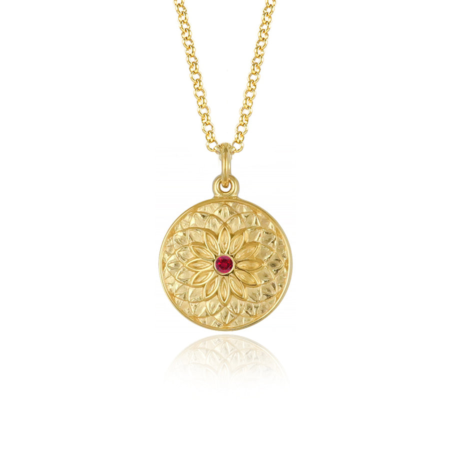 Gold Ruby Dahlia Necklace