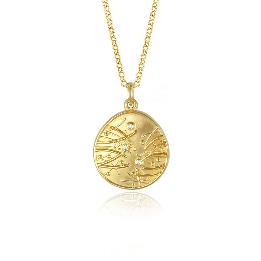 Gold Meadow & Diamond Pendant