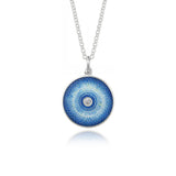 Enamelled Diamond Blue Round Guilloché Limited Edition Pendant