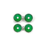 Enamelled Green Diatom Double Chain Cufflinks
