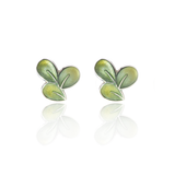 Enamelled Petal Graduated Green Stud Earrings