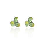 Enamelled Petal Graduated Green Stud Earrings