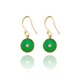 18ct Gold Plated Diamond Diatom Earrings In Green