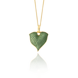 Olive Green Hosta Necklace Gold