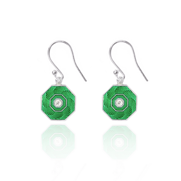 Guilloche Diamond Earrings Green