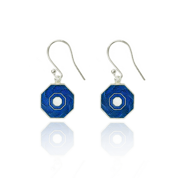 Guilloché Earrings Ink Blue