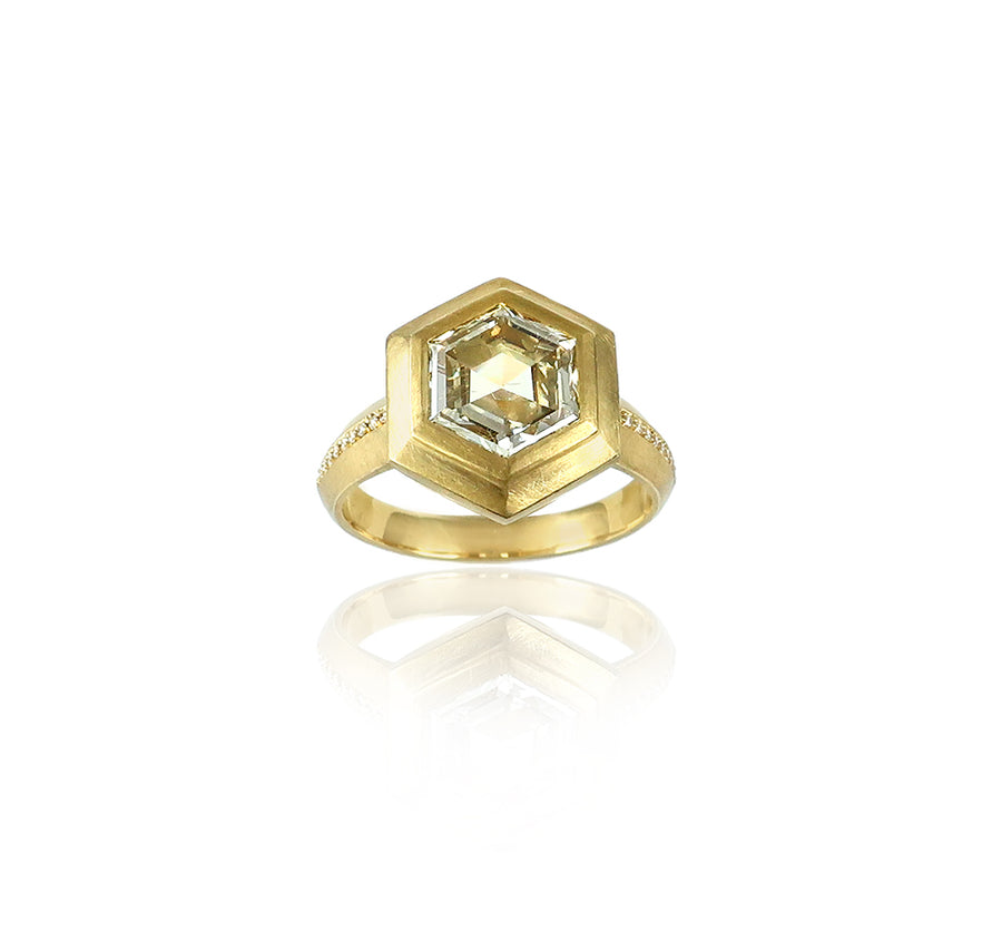 Hexagon Diamond Gold Ring