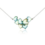 Cluster Teal Leaf Enamel Necklace