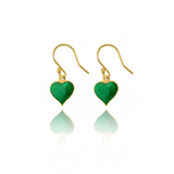 Emerald Green Heart Hosta Gold Earrings