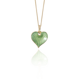 Olive Green Heart Hosta Necklace Gold