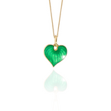 Emerald Green Heart Hosta Necklace Gold