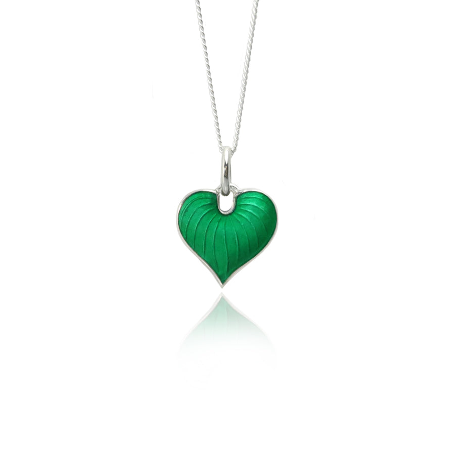 Emerald Green Heart Hosta Necklace