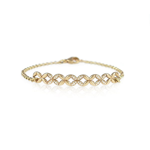 Triple Diamond Hydrangea Gold Bracelet