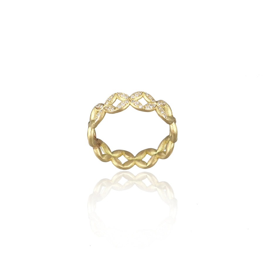 Triple Diamond Hydrangea Gold Eternity Ring