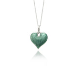 Hosta Heart Sterling Silver Enamel Necklace