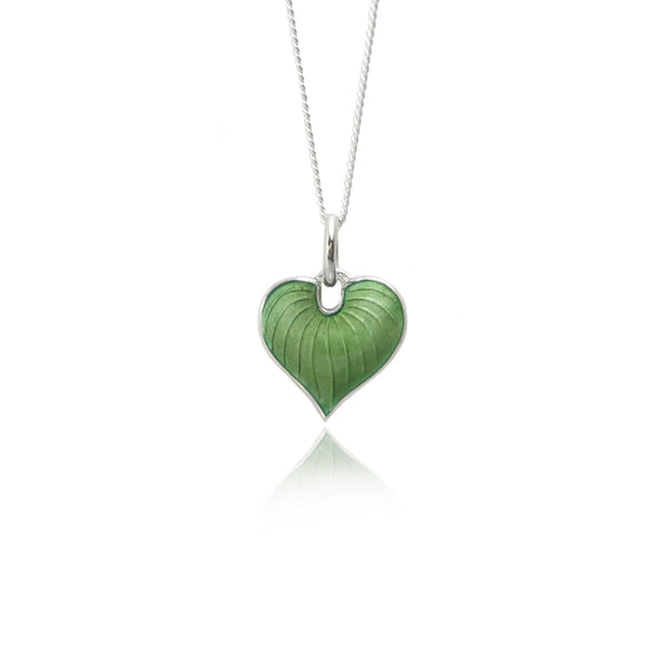 Hosta Heart Sterling Silver Enamel Necklace
