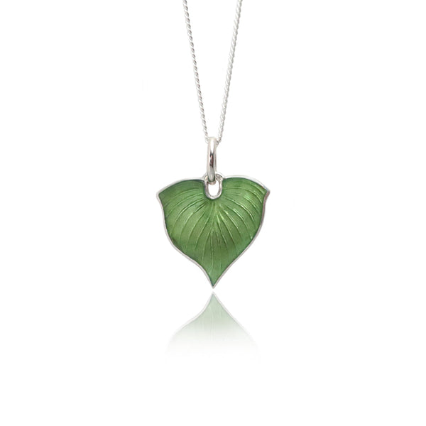 Sterling Silver Hosta Enamel Pendant