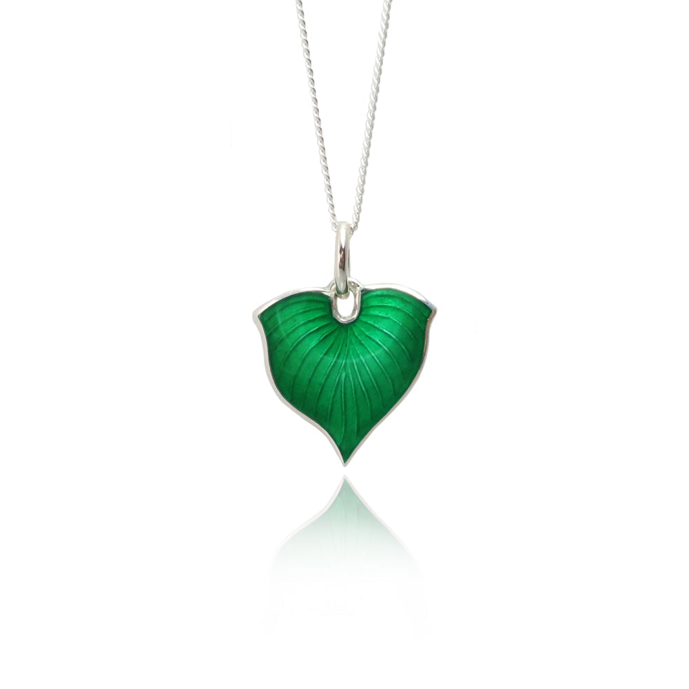 Sterling Silver Hosta Enamel Pendant