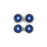 Enamelled Ink Blue Diatom Double Chain Cufflinks
