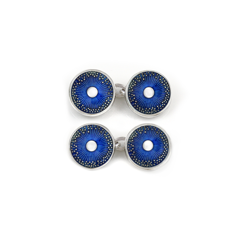 Enamelled Diatom Double Chain Cufflinks
