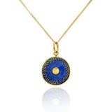 18ct Gold Plated Diatom Pendant in Ink Blue