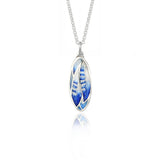 Oval Enamel Jay Feather Pendant