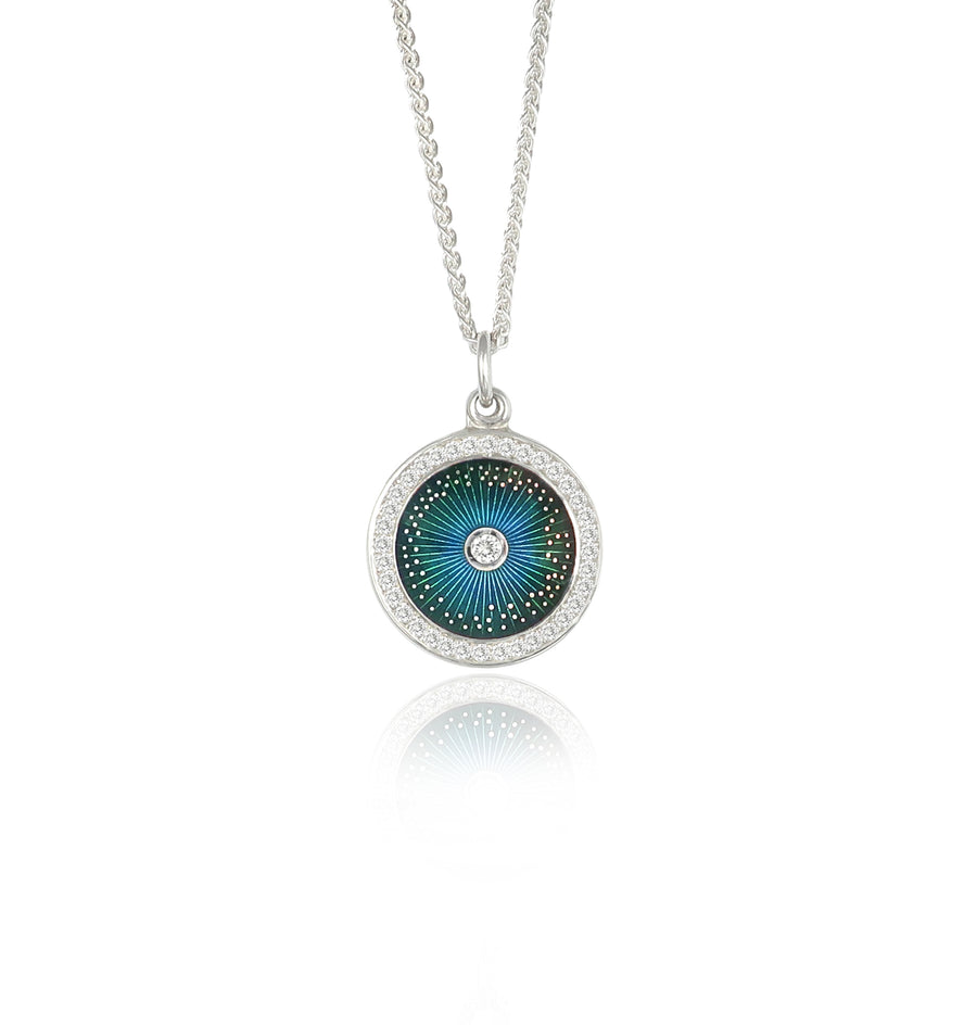 Kingfisher Blue Diamond Diatom Eternity Pendant