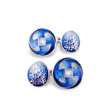 Talking Fish & Rue Enamel Cufflinks Ink Blue