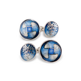 Talking Fish & Rue Enamel Cufflinks Kingfisher Blue