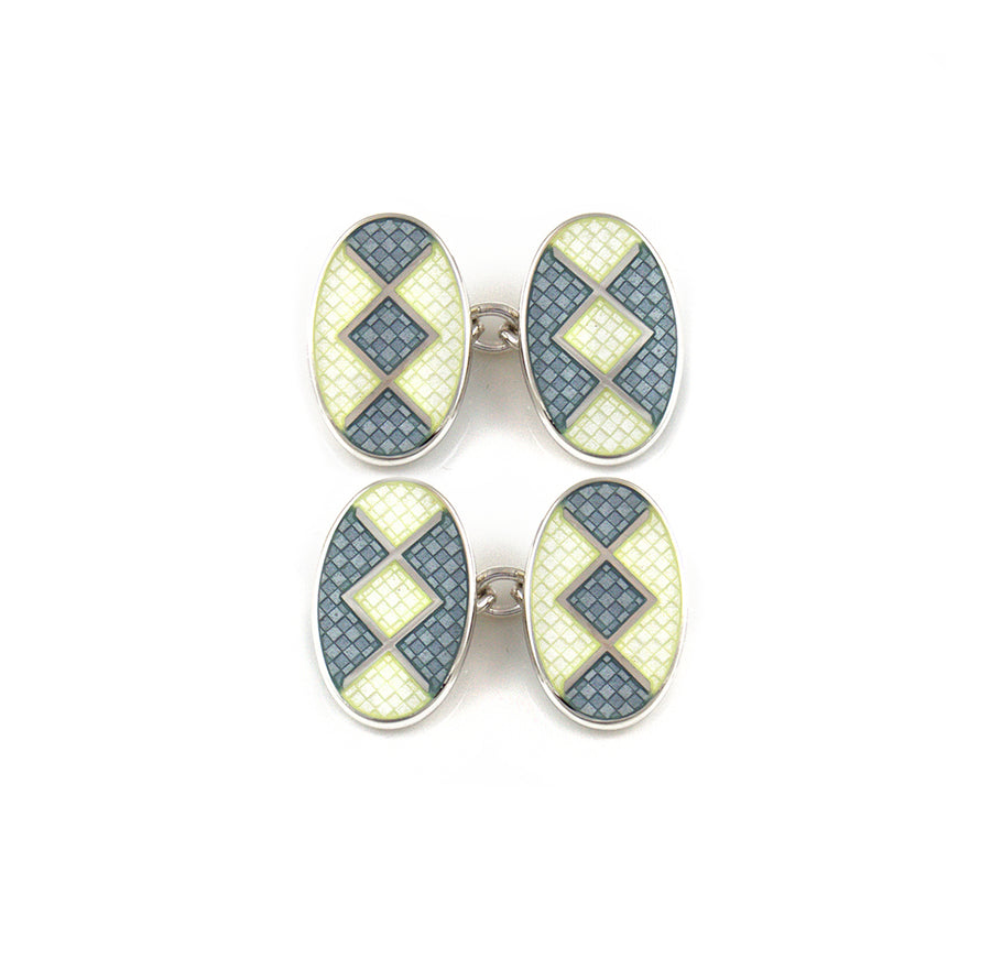 Enamelled Pale Grey Liberty Chain Cufflinks