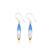 Enamelled Long Pinecone Sky Blue & Honey Yellow Earrings Limited Edition