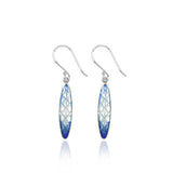 Enamelled Long Pinecone Pale Blue Earrings Limited Edition