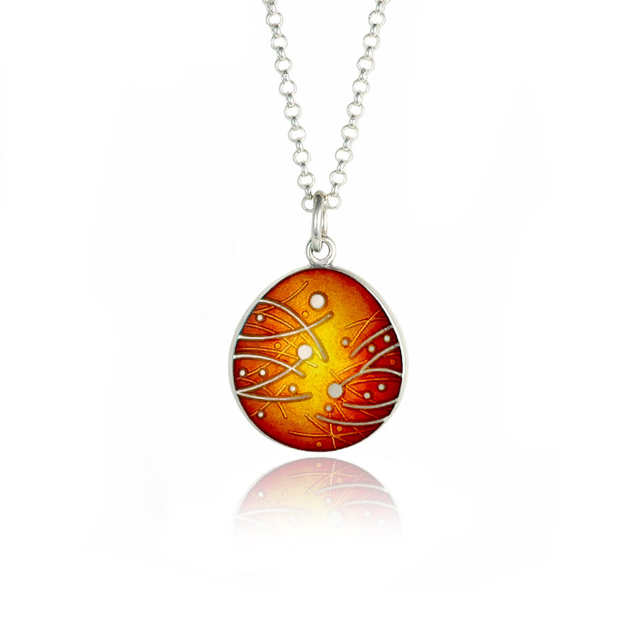 Meadow Enamelled Amber Pendant