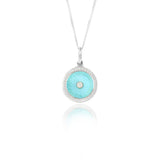Small Turquoise Diamond Diatom Eternity Pendant