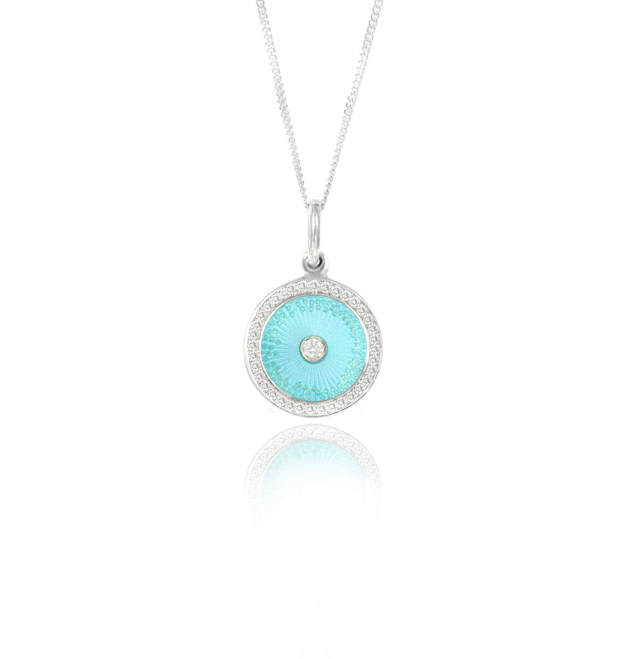Small Turquoise Diamond Diatom Eternity Pendant