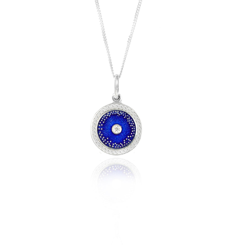 Small Ink Blue Diamond Diatom Eternity Pendant