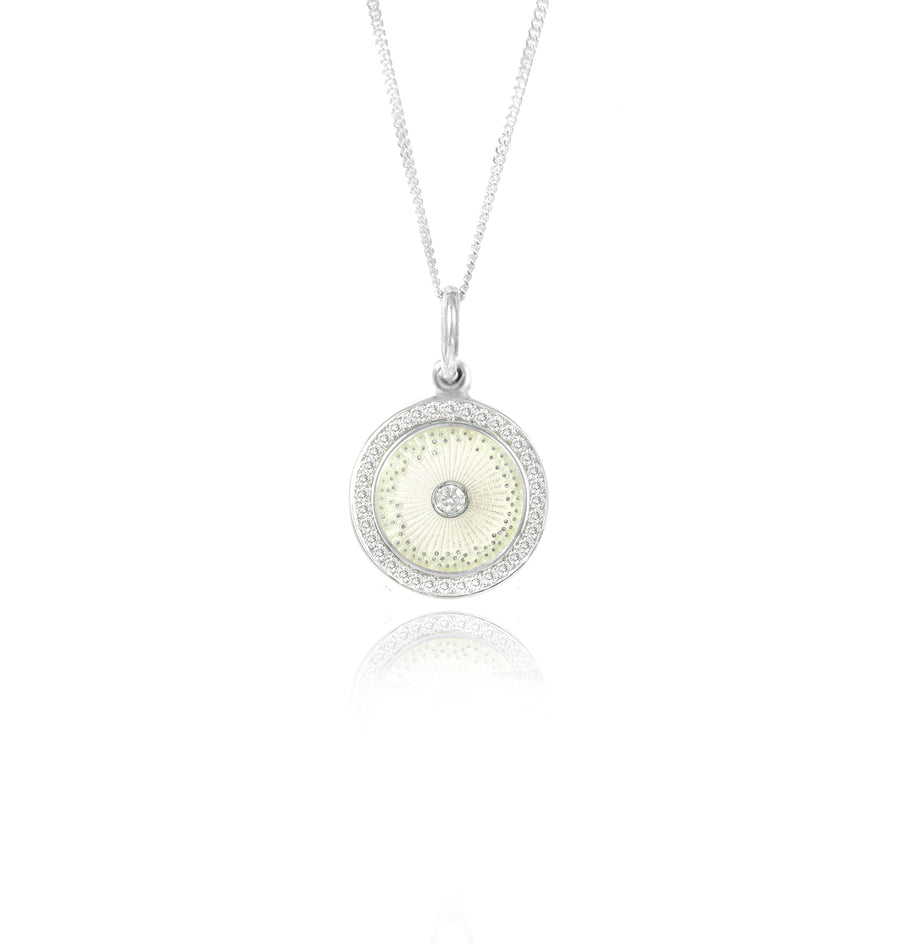 Small White Diamond Diatom Eternity Pendant