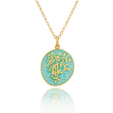 18ct Gold Plated Enamel Rue Mint Pendant