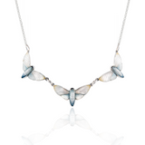 Three Moths Necklace Limited Edition White and Kingfisher