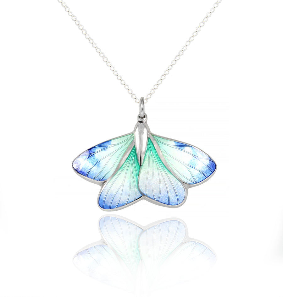 Rarity Blue & Mint Moth Necklace