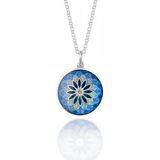 Limited Edition Dahlia Diamond Pendant in Kingfisher Blue & Grey