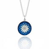 Limited Edition Dahlia Diamond Pendant in Grey & Kingfisher Blue