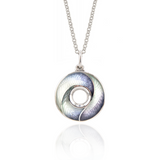 One-off Enamel White & Purple Feather Pendant